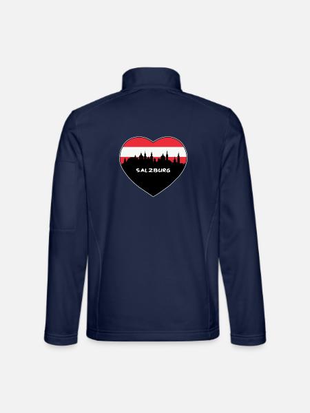 Flaggen-Skyline-Reise-Andenken Salzburgs Österreich - Unisex Softshelljacke - Navy - Hinten