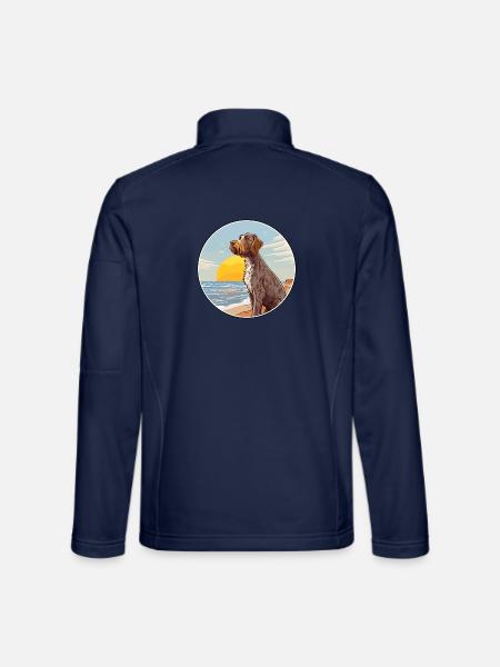 Deutsch Drahthaar Vorstehhund Rasse Cartoon Kawaii - Unisex Softshelljacke - Navy - Hinten