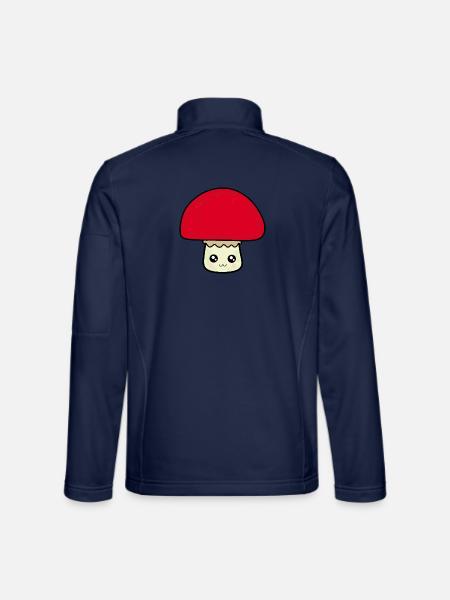 Champignon Kawaii Kawaii Chibi Nourriture Kawaii - Veste en tissu softshell Unisexe - bleu marine - Dos