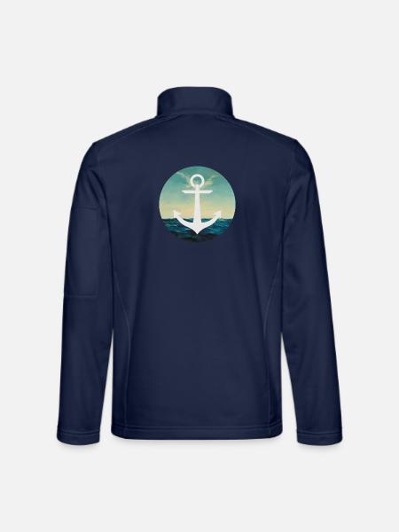 Meer Kreisrund / Sea circular - Unisex Softshelljacke - Navy - Hinten