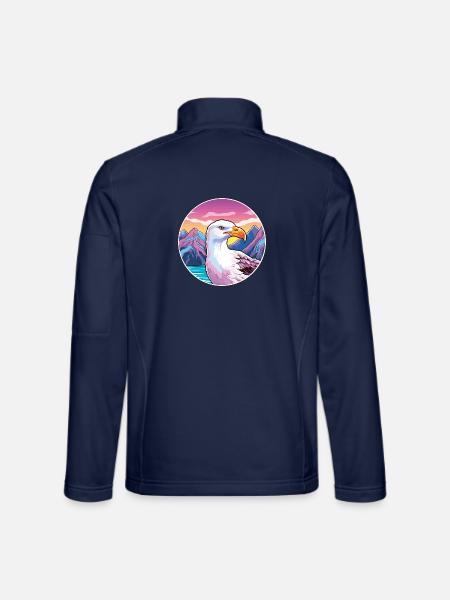 Möwe Aquarell Karikatur Kawaii Haustier Tier Farbe - Unisex Softshelljacke - Navy