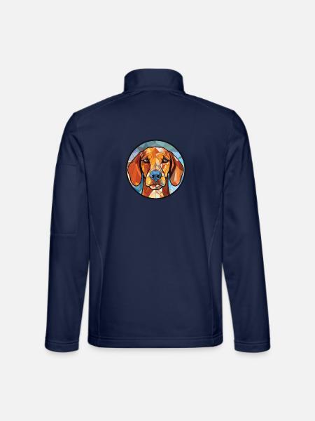 Braque D Auvergne Hunderasse buntes Aquarell - Unisex Softshelljacke - Navy - Hinten