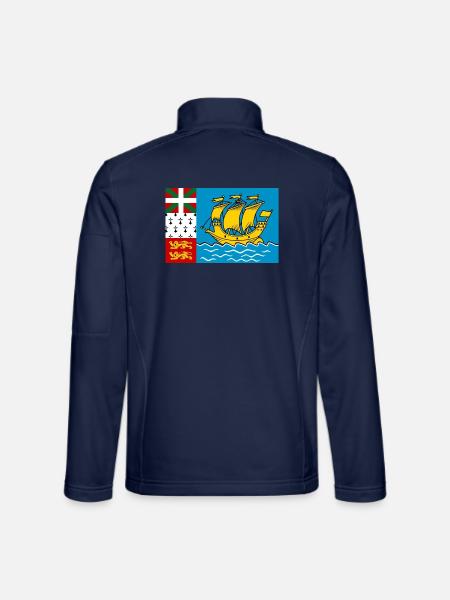 Saint-Pierre und Miquelon – Flaggschiff auf dem Ozean - Unisex Softshelljacke - Navy - Hinten