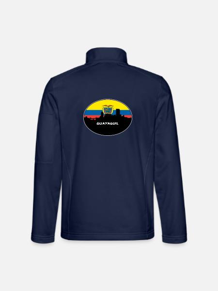 Guayaquil Equador Flag Skyline Silhouette Reisen - Unisex Softshelljacke - Navy - Hinten