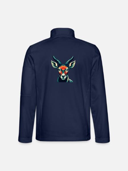 Antilope Zeichentrickfigur Buntes Haustier Tier - Unisex Softshelljacke - Navy - Hinten
