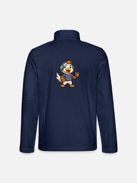 Adler Lustige Zeichentrickfigur Kopfhörer Musik - Unisex Softshelljacke - Navy - Hinten