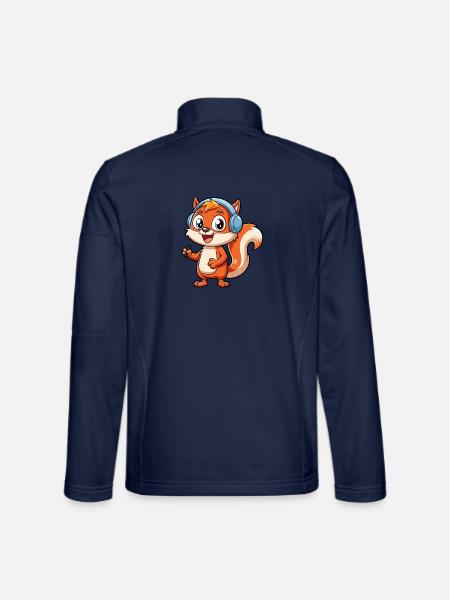 Ekorre Rolig Tecknad Figur Hörlurar Musik - Softshelljacka unisex - marinblå
