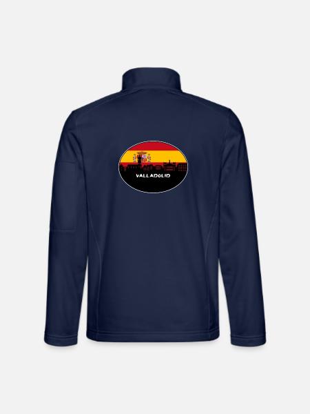 Valladolid Spanien Flagge Skyline Silhouette Reisen - Unisex Softshelljacke - Navy - Hinten