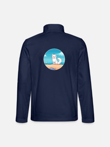 Arktisfuchs Aquarell Cartoon Kawaii Clipart Haustier - Unisex Softshelljacke - Navy - Hinten