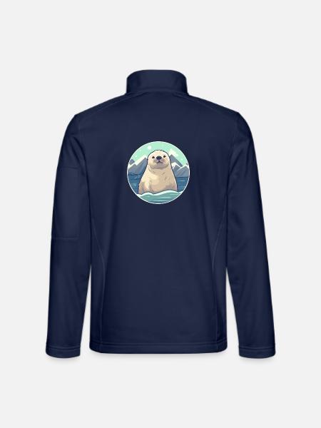 Siegel Aquarell Karikatur Kawaii Haustier Tier Bunt - Unisex Softshelljacke - Navy - Hinten