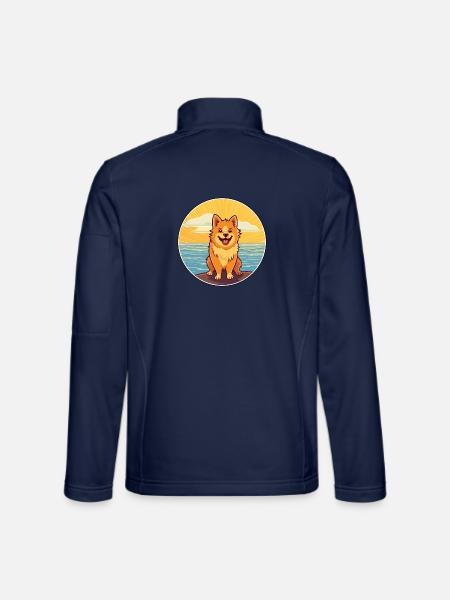 Finnischer Spitz Hund Rasse Cartoon Kawaii Clipart Hund - Unisex Softshelljacke - Navy - Hinten
