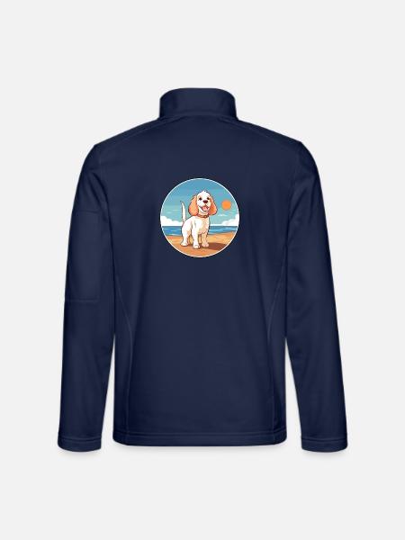Klempner Spaniel Hund Rasse Cartoon Kawaii Clipart - Unisex Softshelljacke - Navy - Hinten