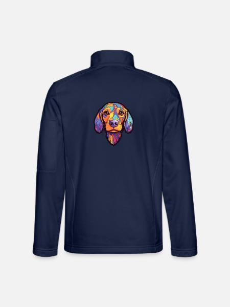 Harrier Hunderasse Cartoon Kawaii Illustration - Unisex Softshelljacke - Navy - Hinten