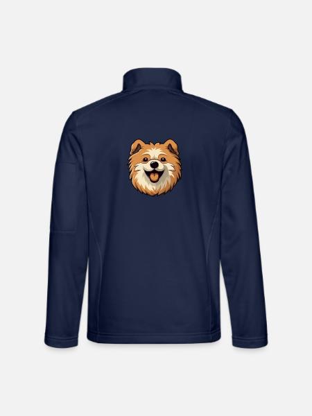 Keeshonden Hunderasse Aquarell Karikatur Kawaii Cli - Unisex Softshelljacke - Navy - Hinten