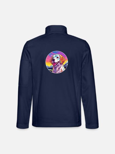 Akbash Hunderasse Karikatur Kawaii Aquarell - Unisex Softshelljacke - Navy - Hinten