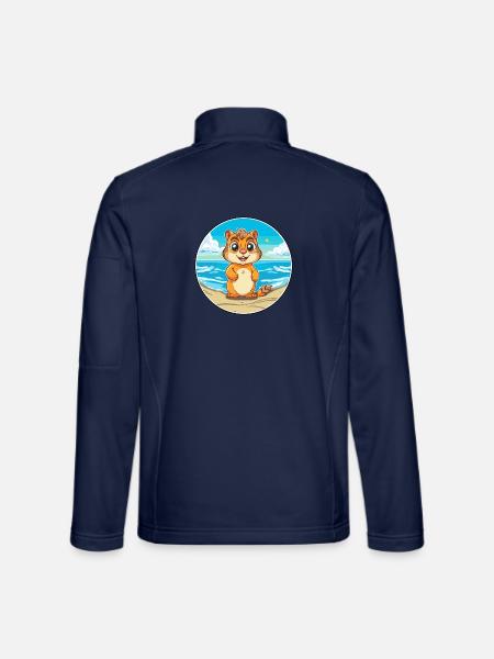 Streifenhörnchen Aquarell Cartoon Kawaii Clipart Tier - Unisex Softshelljacke - Navy - Hinten
