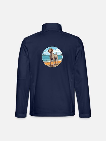 Irischer Wolfshund Hund Rasse Cartoon Kawaii Clipart - Unisex Softshelljacke - Navy - Hinten
