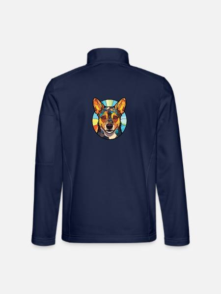 Lancashire Heeler Hunderasse buntes Aquarell - Unisex Softshelljacke - Navy - Hinten