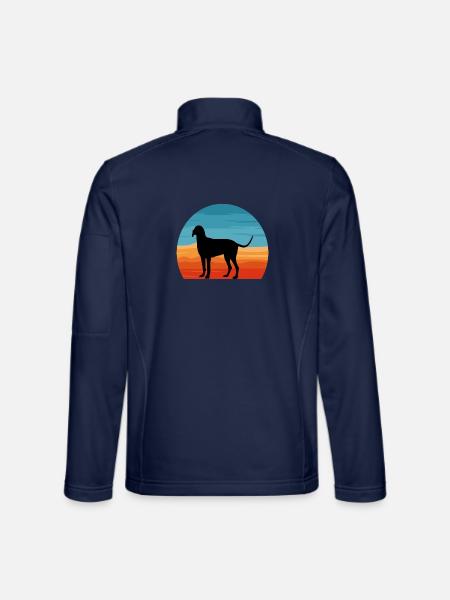 Billy Dog Silhouette Vintage Sonnenuntergang für Hundeliebhaber - Unisex Softshelljacke - Navy - Hinten