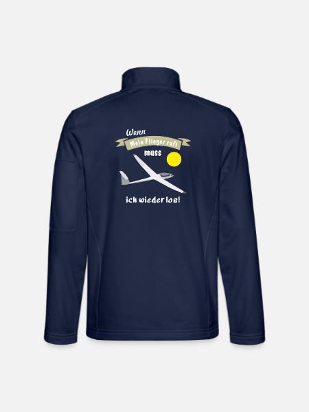 wenn mein flieger ruft - Unisex Softshelljacke - Navy - Hinten
