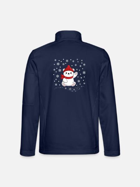 Weihnachten Eisbär Schneeflocken Polar bear Winter - Unisex Softshelljacke - Navy - Hinten