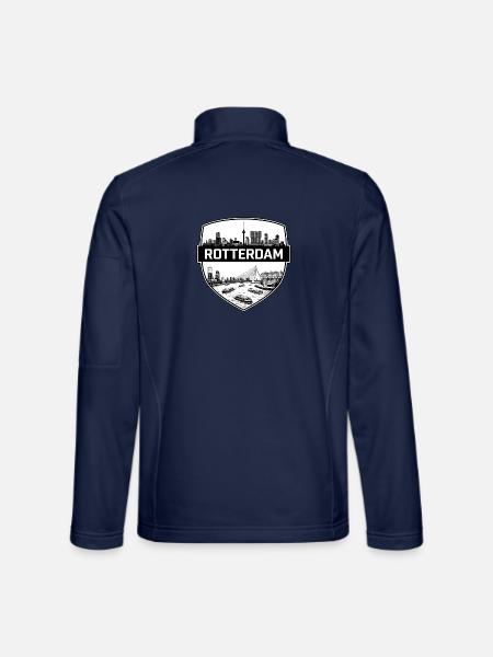 Rotterdam Netherlands Shield Crest Bridge Geschenk - Unisex Softshelljacke - Navy - Hinten