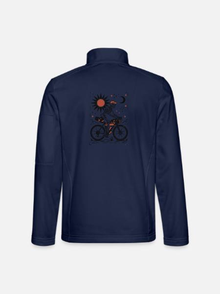 Skeleton Gravel Bike Linoleumschnitt - Unisex Softshelljacke - Navy - Hinten