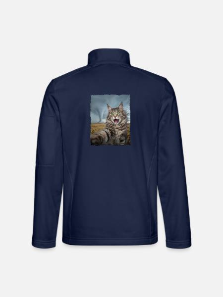 Katzen-Selfie vor dem Tornado - Unisex Softshelljacke - Navy - Hinten