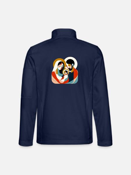 Abstract Holy Family Nativity - Unisex Softshelljacke - Navy - Hinten
