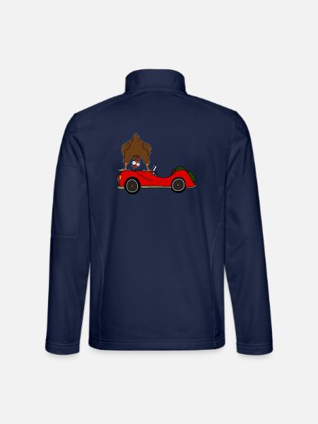 Verrücktes Huhn macht auf Auto Comic - Unisex Softshelljacke - Navy - Hinten