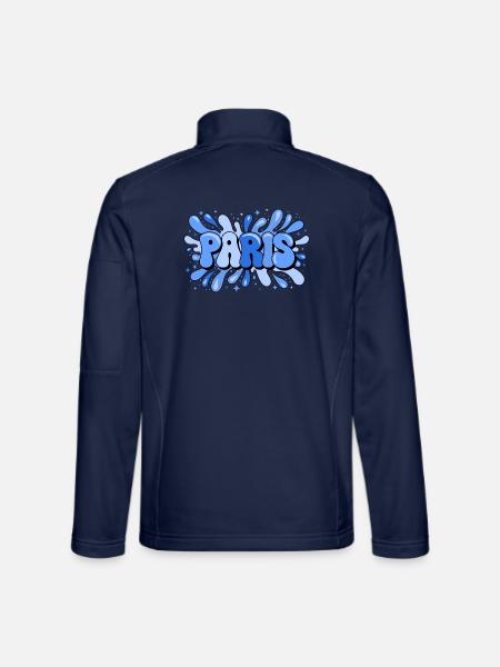Paris Blue Bubbles Pop Art - Unisex Softshelljacke - Navy - Hinten