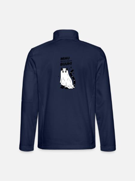 Miau äh ich meine Buuh! - Katze Gespenst Halloween - Unisex Softshelljacke - Navy - Hinten