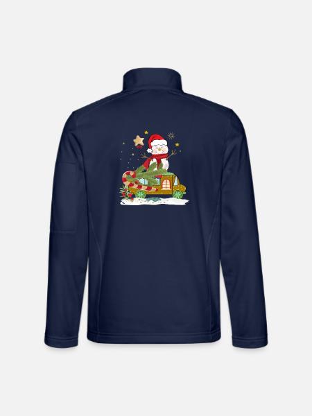 Schneemann  Weihnachtsmann - Unisex Softshelljacke - Navy - Hinten