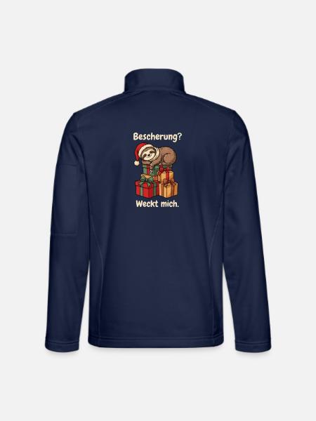 Schlafendes Faultier mit Weihnachtsmütze - Unisex Softshelljacke - Navy - Hinten