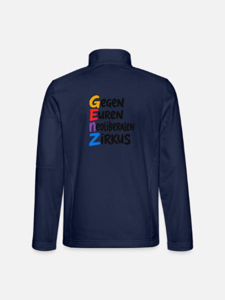 GenZ – Gegen Euren Neoliberalen Zirkus - Unisex Softshelljacke - Navy - Hinten