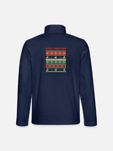 Level Christmas Pixel Hässlicher Pullover für Gamer - Unisex Softshelljacke - Navy - Hinten