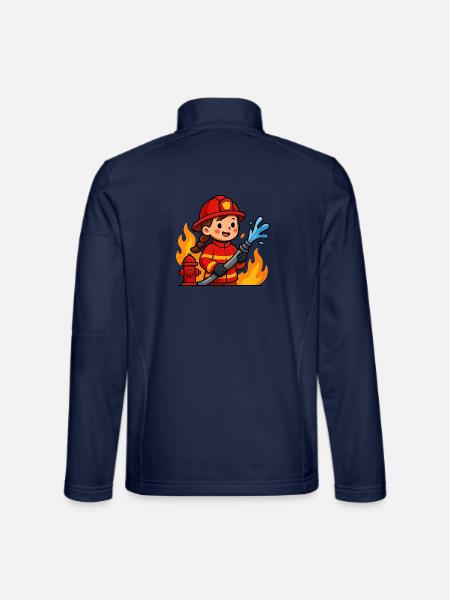 Feuerwehrmädchen mit Helm - Unisex Softshelljacke - Navy - Hinten