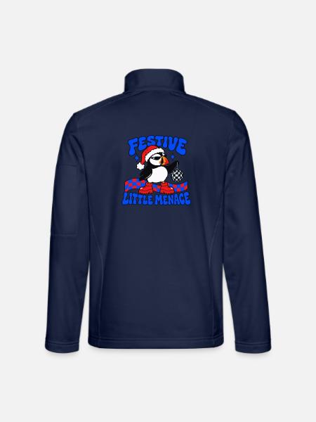 Festliche kleine Bedrohung Lustiger Weihnachtspuffin - Unisex Softshelljacke - Navy - Hinten