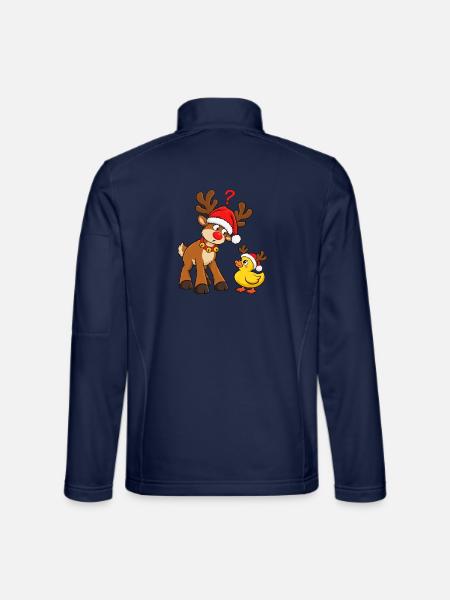 Rentier mit Ente Weihnachtsente Badeente - Unisex Softshelljacke - Navy - Hinten
