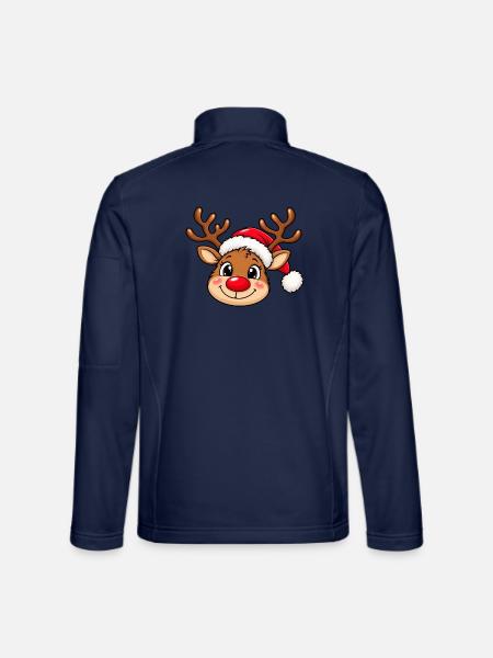 Niedlicher Weihnachtselch mit Weihnachtsmütze - Unisex Softshelljacke - Navy - Hinten