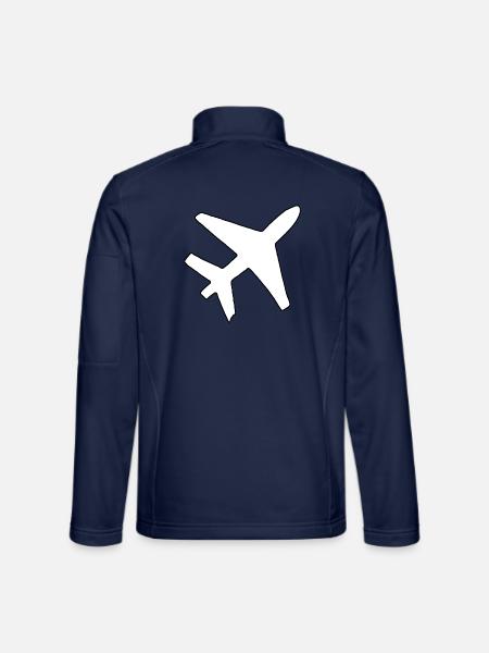 Flugzeug Silhouette - Unisex Softshelljacke - Navy - Hinten
