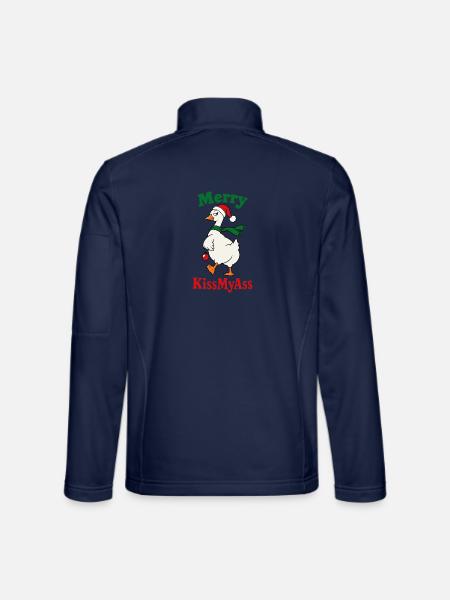 Merry KissMyAss – Weihnachtsgans mit Humor - Unisex Softshelljacke - Navy - Hinten