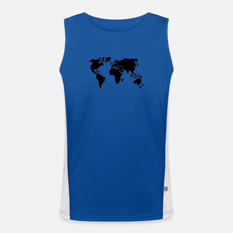weltkarte klein - Men's Functional Contrast Tank Top  - royal/white