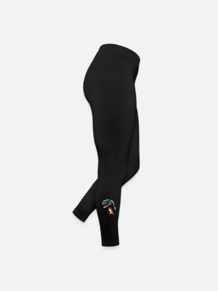 Dinosaurier Cartoon Figur Buntes Haustier Tier - Frauen Jersey Leggings - Schwarz - Rechts