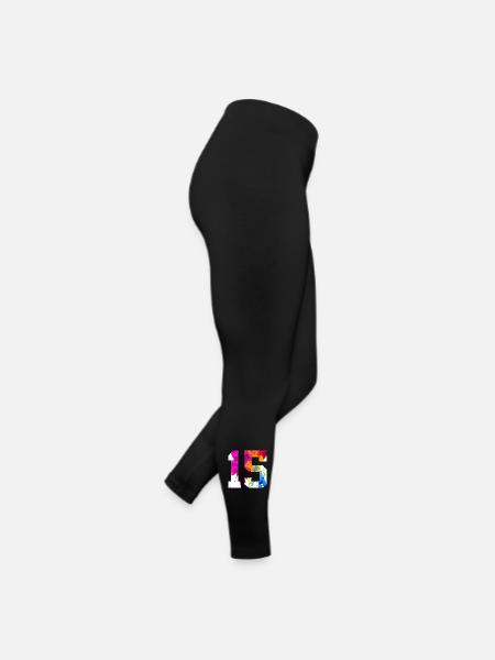 NUMMER 15 JAHRE ALT 15. GEBURTSTAG - Frauen Jersey Leggings - Schwarz - Rechts