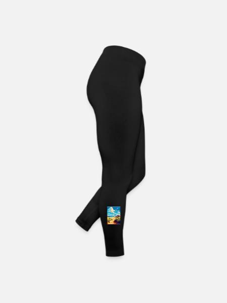 Suffolk Coast Vintage Travel Poster Souvenir WPA - Women’s Jersey Leggings - black - Right