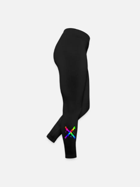 X Desing regenbogen - Frauen Jersey Leggings - Schwarz - Rechts