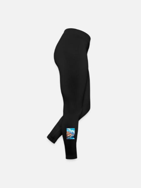 Kalymnos Griechenland Vintage Reise Poster Souvenir WPA - Frauen Jersey Leggings - Schwarz - Rechts