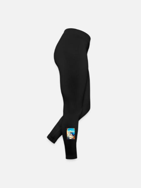 Santorini Griechenland Vintage Reiseplakat Souvenir - Frauen Jersey Leggings - Schwarz - Rechts