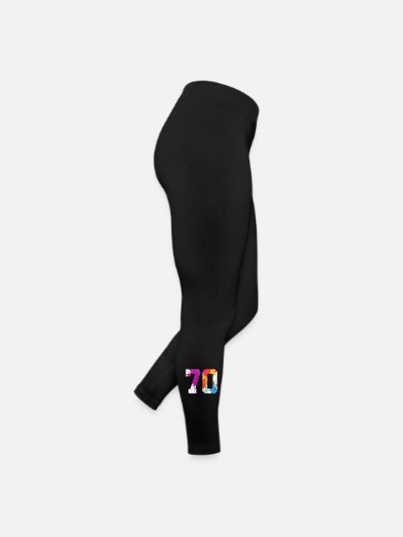 FARBIG NUMMER 70 BUNT 70. GEBURTSTAG - Frauen Jersey Leggings - Schwarz - Rechts